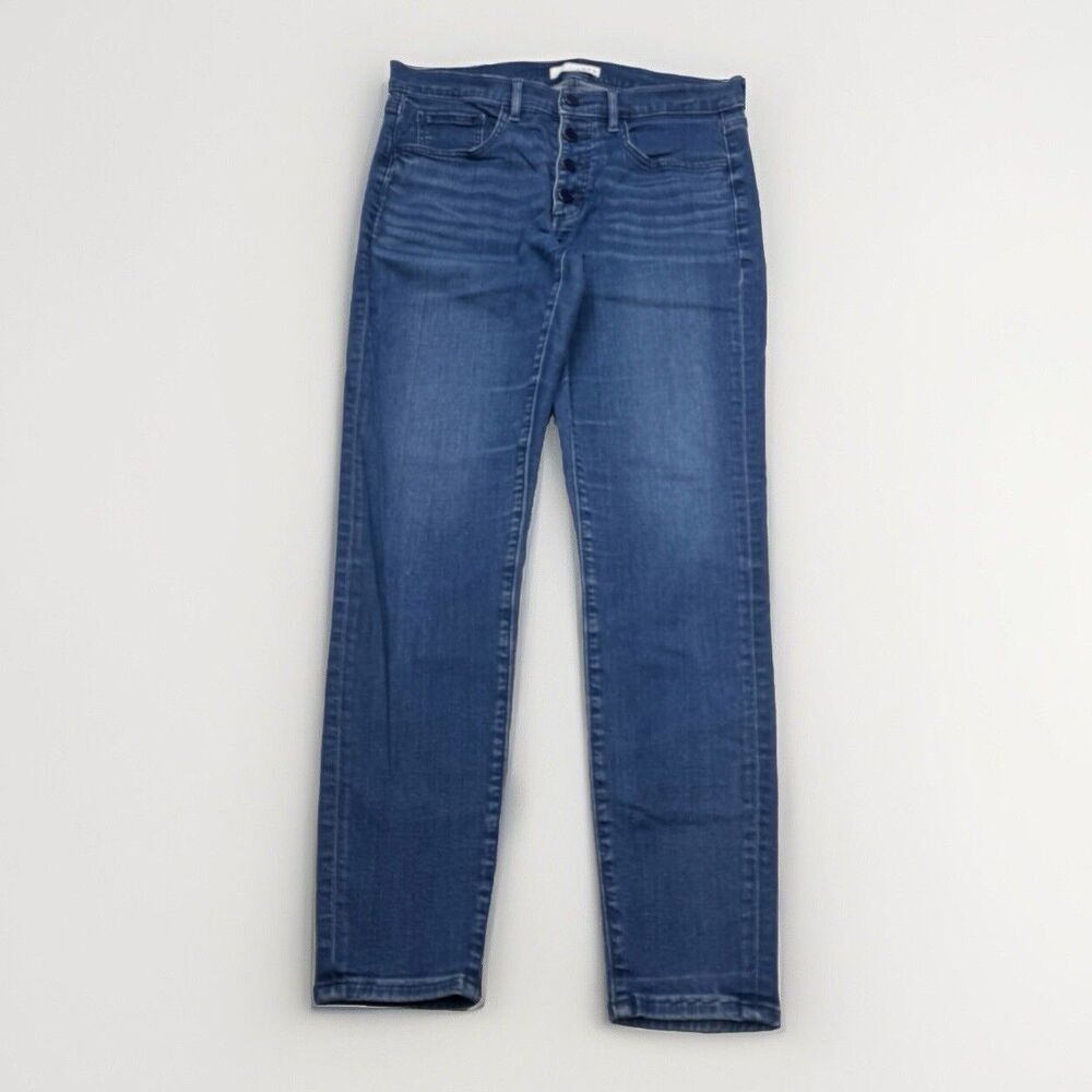 Loft Jeans Womens 28/6 Skinny Ankle Button Blue Stretch Denim Measures 30 x 26